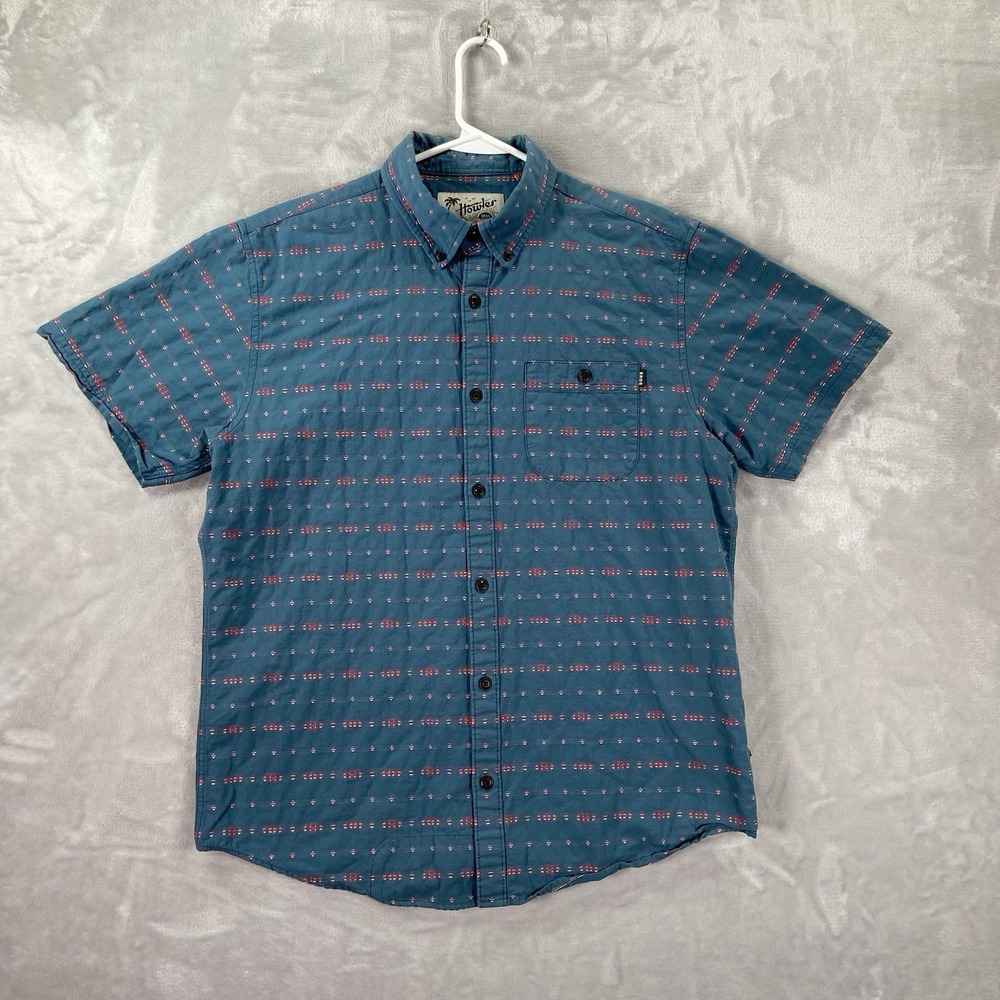 Howler Bros Shirt Mens Medium Button Down Short Sleeve Geometric AOP Striped